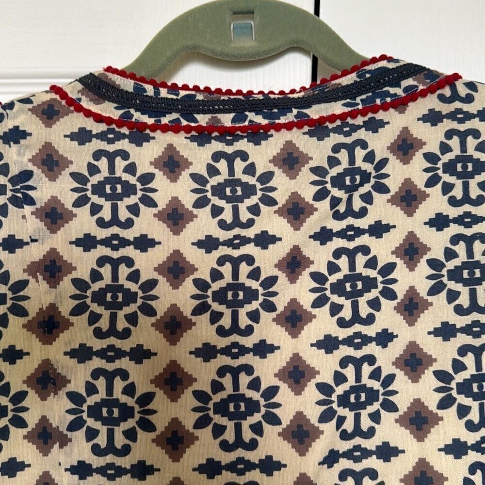Indigo Moon Tan and Blue Patterned, Embellished Jacket, Size M, NWT - Picture 13 of 13